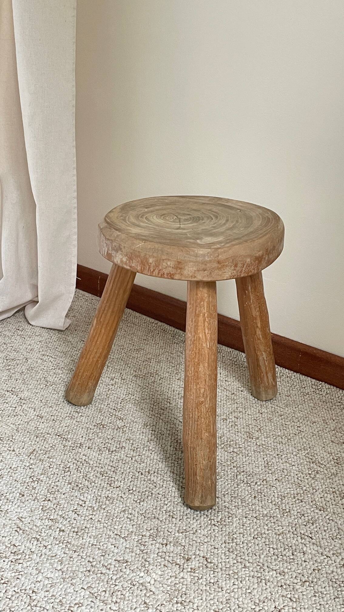 Vintage Solid Wood Tripod Stool
