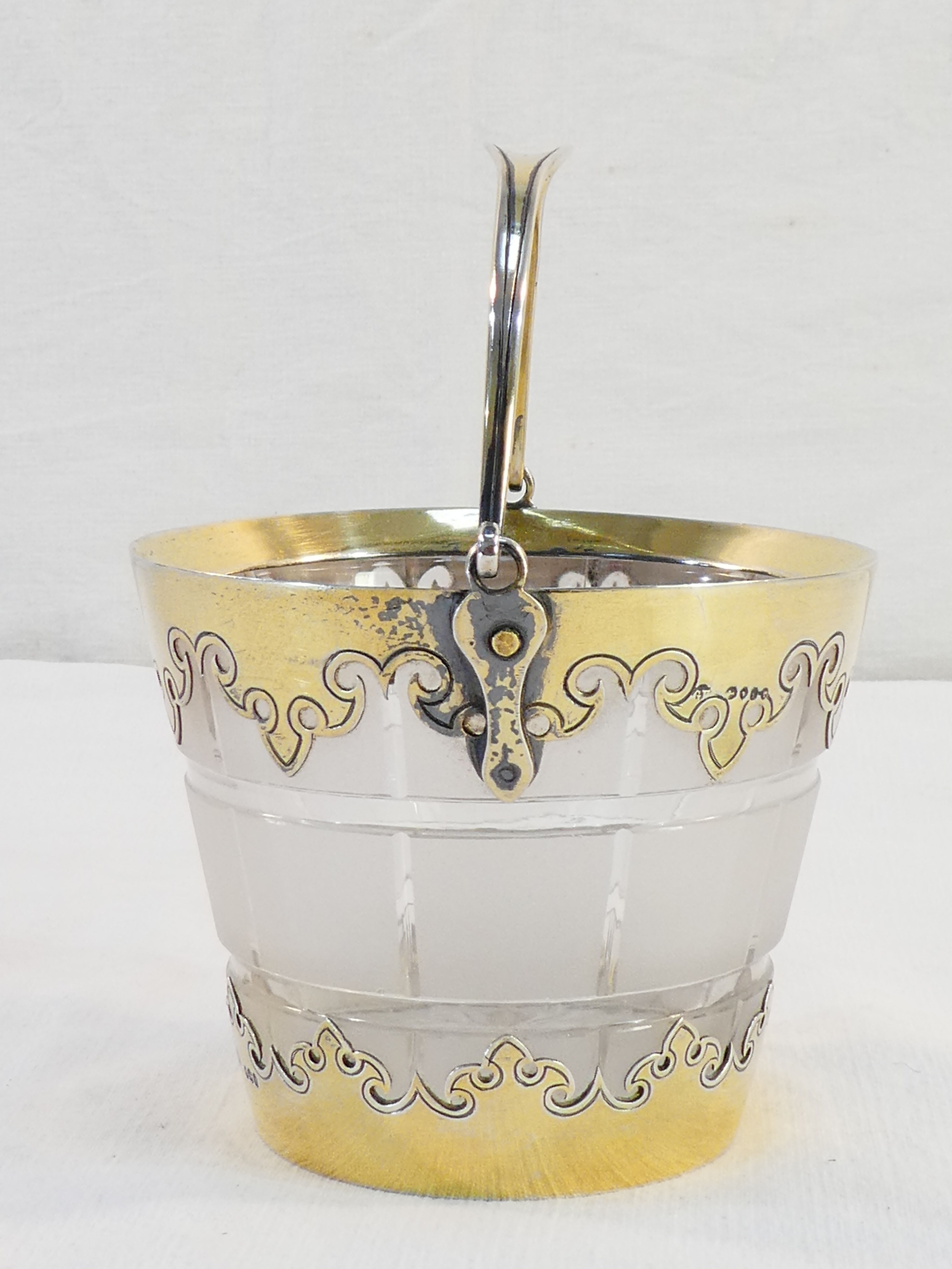 Ice bucket glacons in solid silver vermeil london 1864 victorian era
