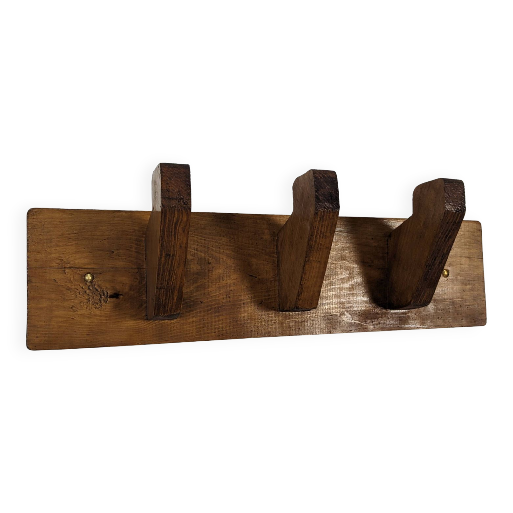 Patère triple vintage esprit art déco en bois massif