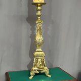 Large solid bronze floor candle holder.