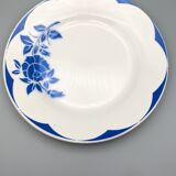 Series of 6 vintage art deco plates Digoin Sarreguemines Corsica blue flowers