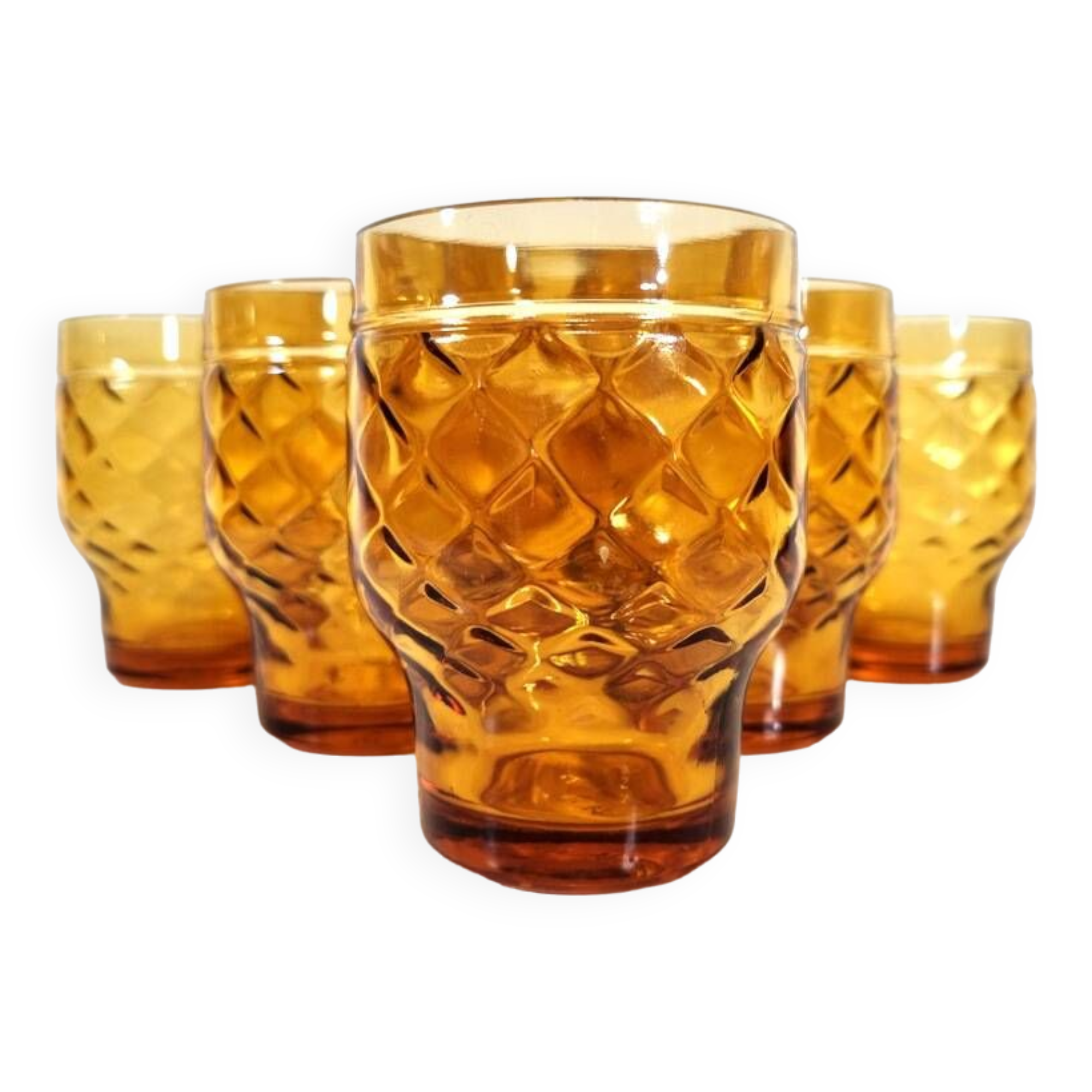 6 Vintage advertising glass signed on the reverse PERNOD SA in amber color