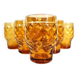 6 Vintage advertising glass signed on the reverse PERNOD SA in amber color