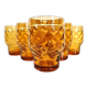 6 Vintage advertising glass signed on the reverse PERNOD SA in amber color