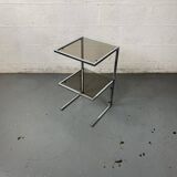 End table in chrome and smoked glass