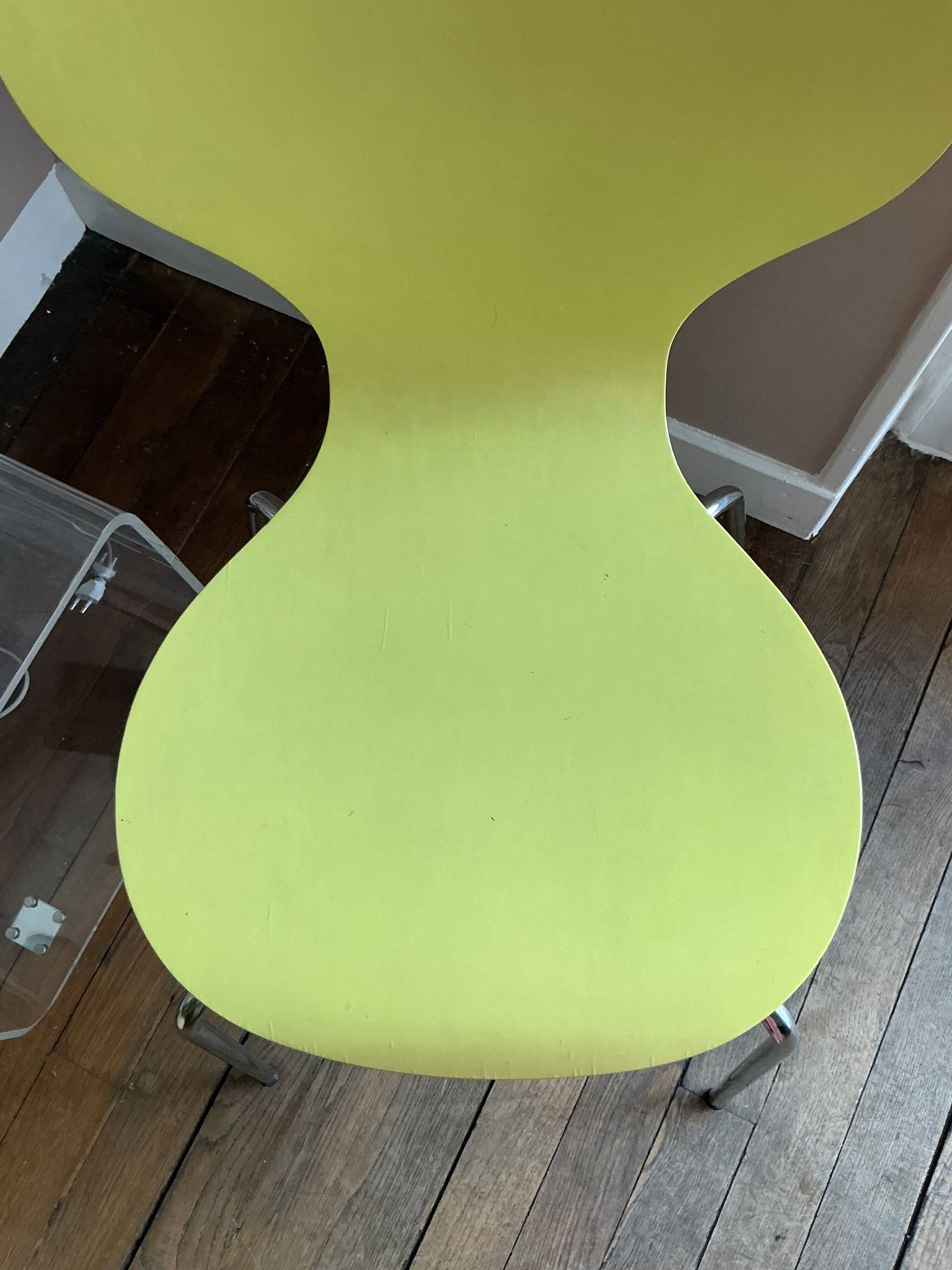 Set of 2 Rondo Danerka chairs - curved wood in yellow and lime green.