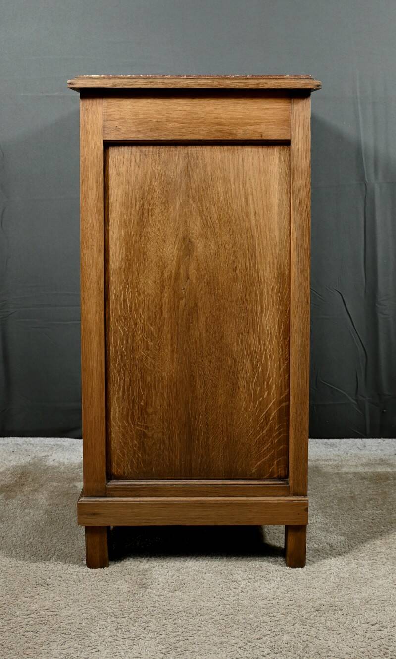Living Room or Nightstand Table in Oak and Marble, Art Deco – 1930
