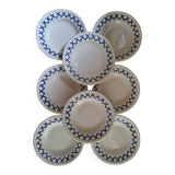 Suite de 8 assiettes creuses au pochoir