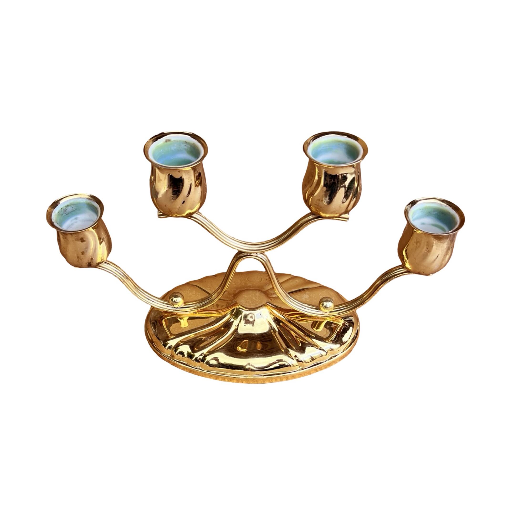 Four-light, gold-plated table candlestick, Germany, 1940s.