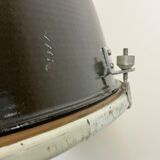 Industrial black enamel factory lamp with glass cover, 1960s