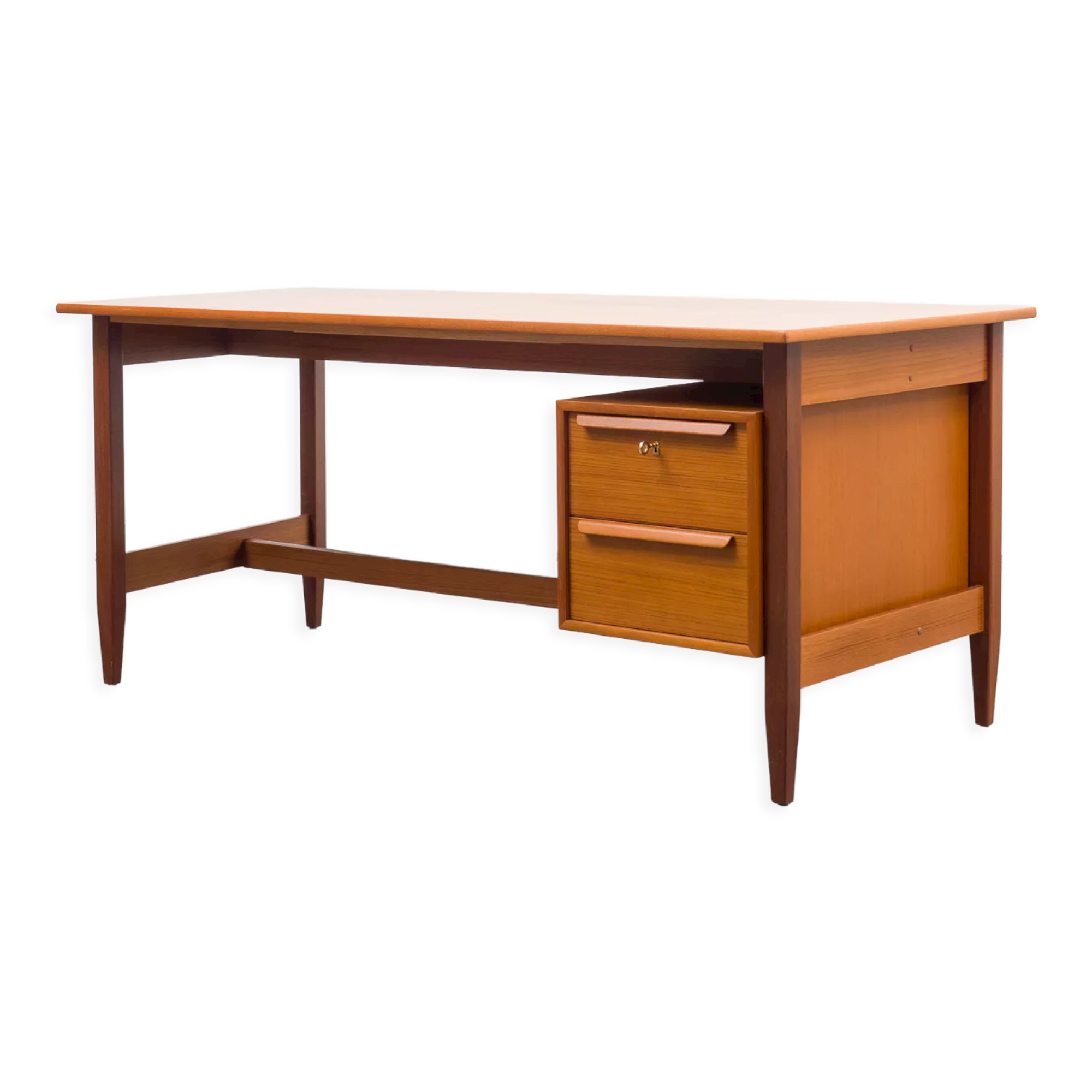 50s desk, teak, curved top, restored