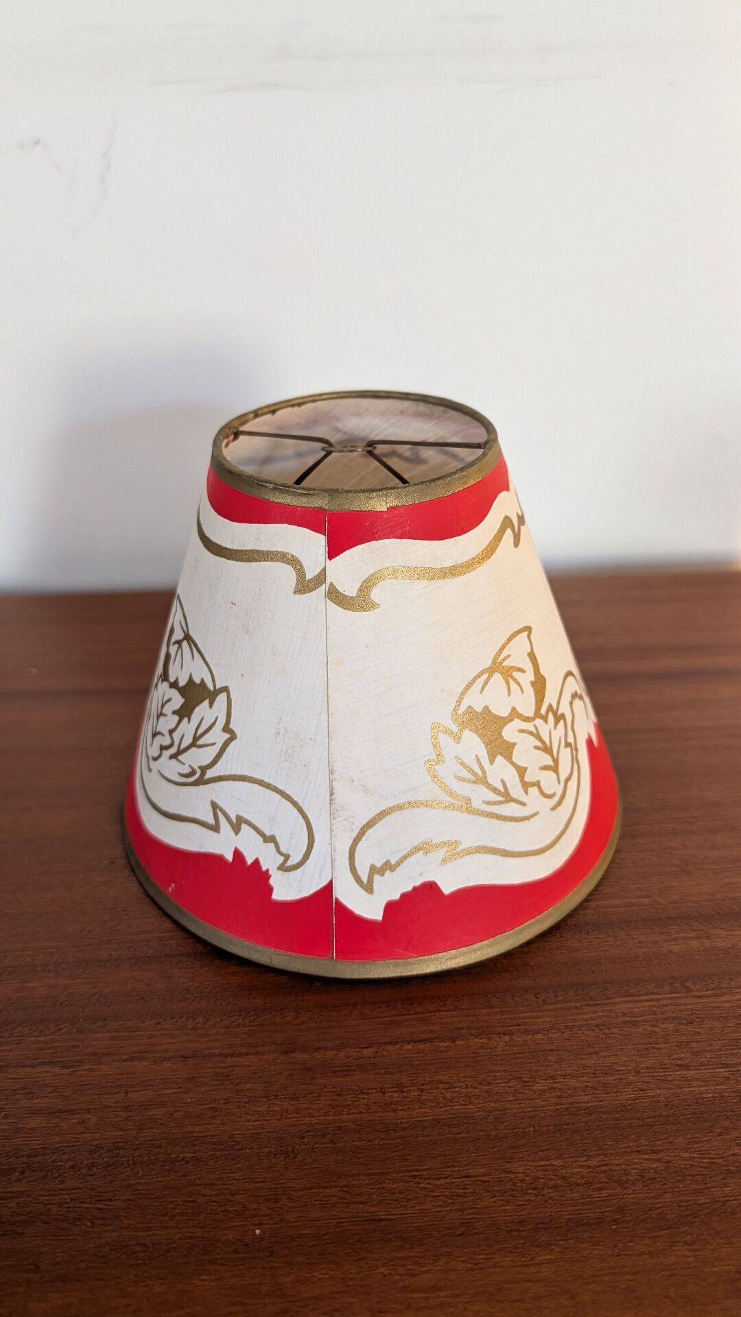 Red and gold conical lampshade
