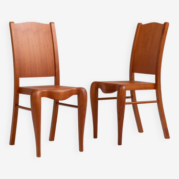Pair of "Placide of Wood" Chairs by Philippe Starck for Driade, 1989