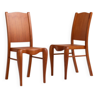 Pair of "Placide of Wood" Chairs by Philippe Starck for Driade, 1989