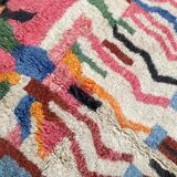 Moroccan Berber carpet Beni Ouarain ecru with colorful patterns 305x216cm