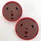 Set of 2 red "gancio 4702" coat hooks by olaf von bohr for kartell, 1970.