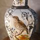 ceramic vase with birds BOHEMIA porcelain 1960 37x17 beautiful size