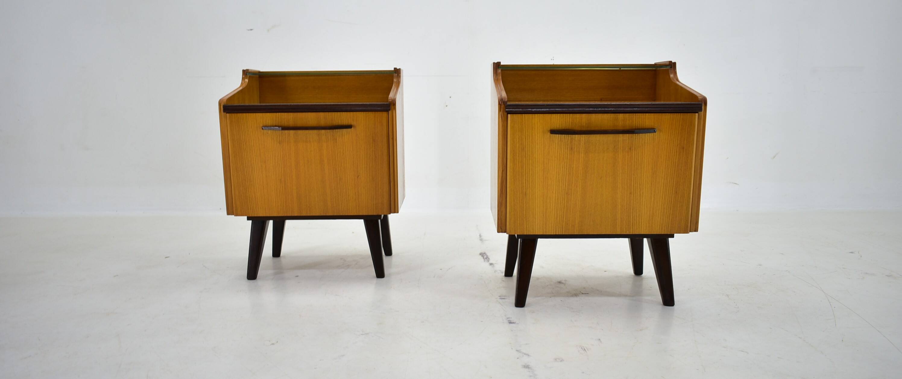 1960s pair of midcentury bedside tables by Mojmir Požár, Czechoslovakia