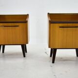 1960s pair of midcentury bedside tables by Mojmir Požár, Czechoslovakia