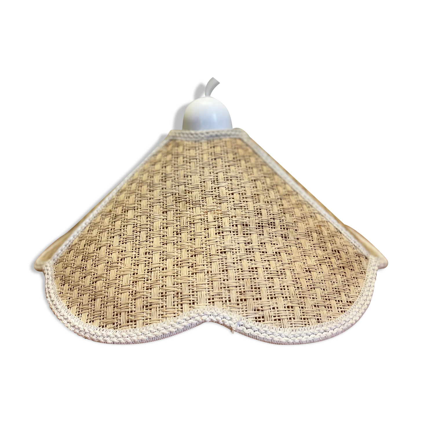 Suspension fleur en rotin vintage beige