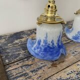 Pair of art deco wall lamps electrified to nine