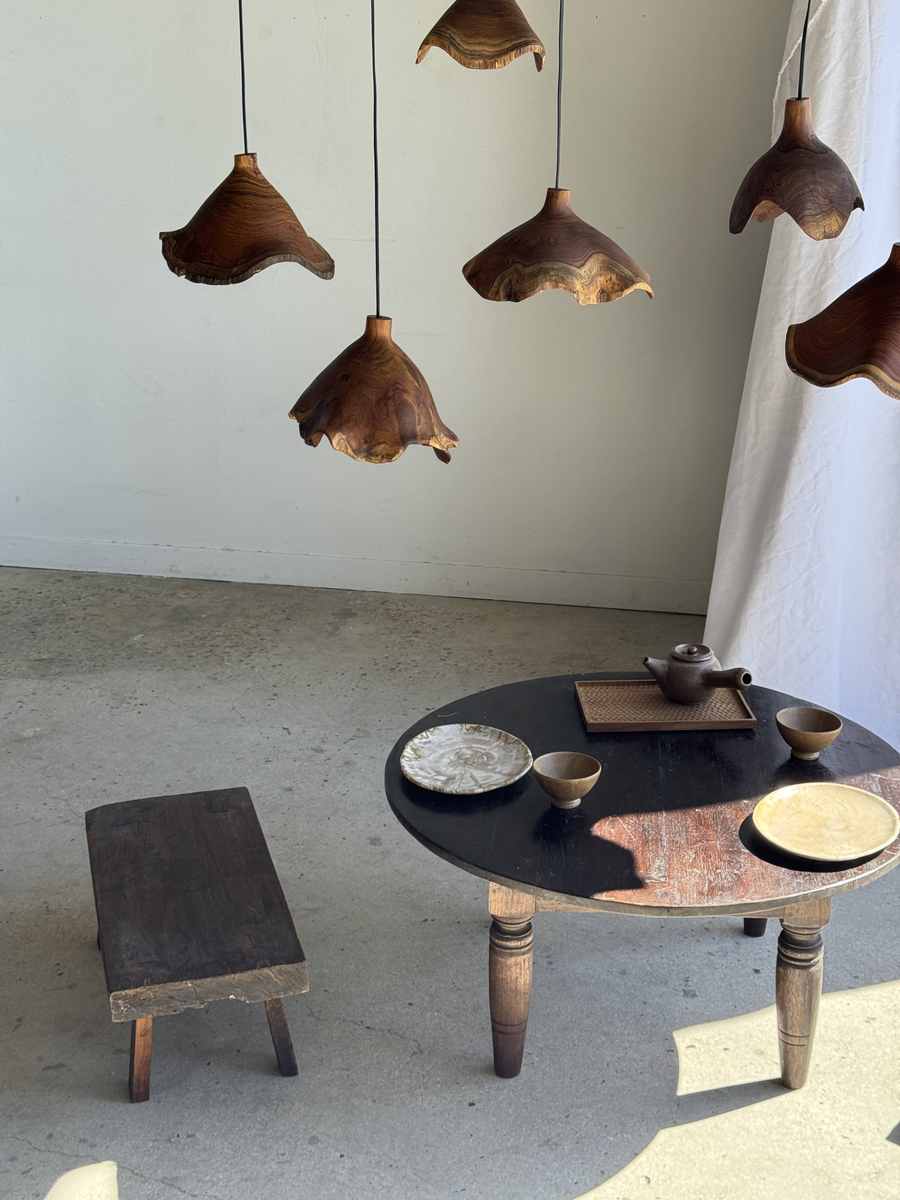 Small suspension in organic teak hat D30 H20