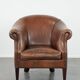 Cognac-coloured vintage cow leather club armchair in English style