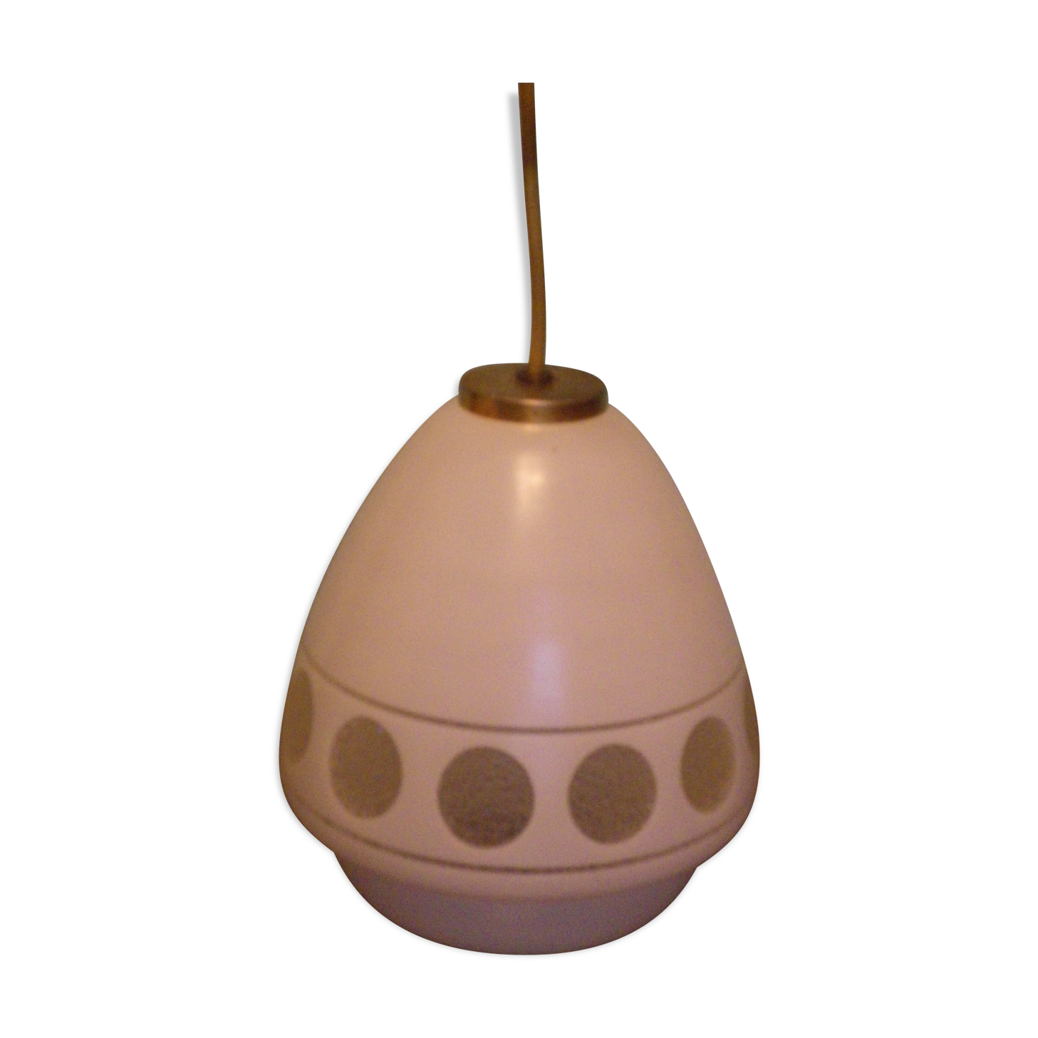 Space age style pendant lamp in opaque glass and granite