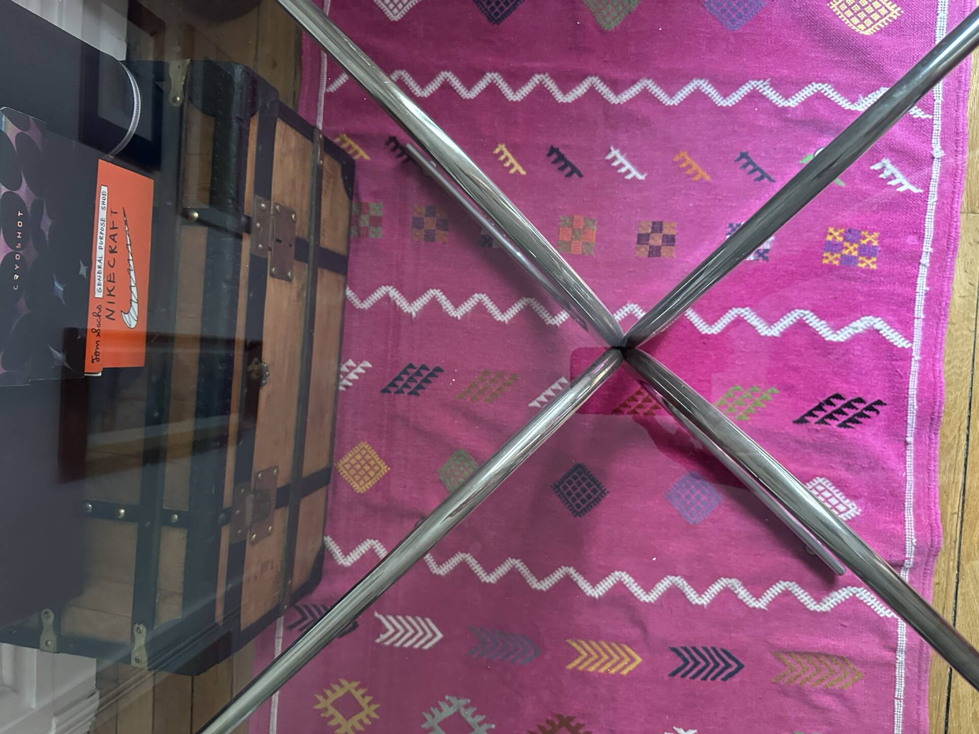 Italian glass and chrome dining table