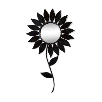 Black metal flower mirror 60s 30x51cm