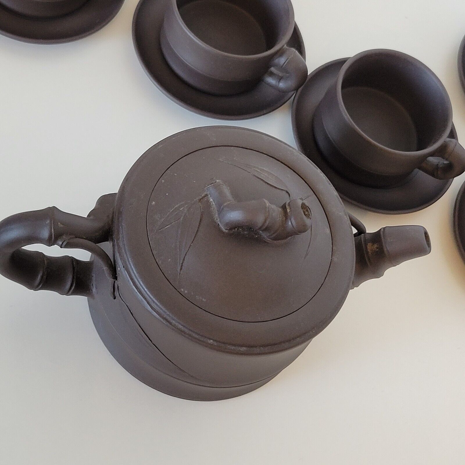 Chinese Terracotta Tea Set Yixing Bamboo Decor
