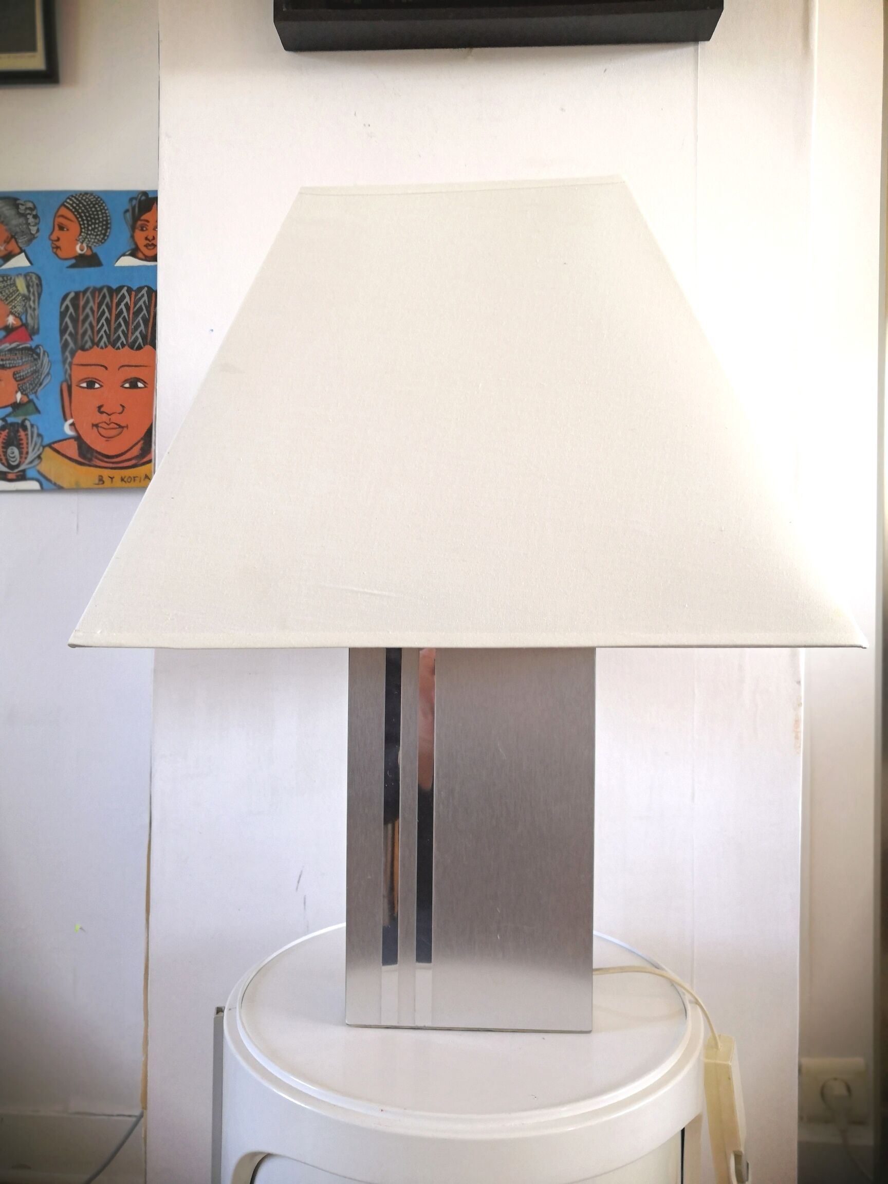 Lamp aluminimum effect mirror design 70s