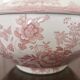 English soup bowl with purple floral motifs