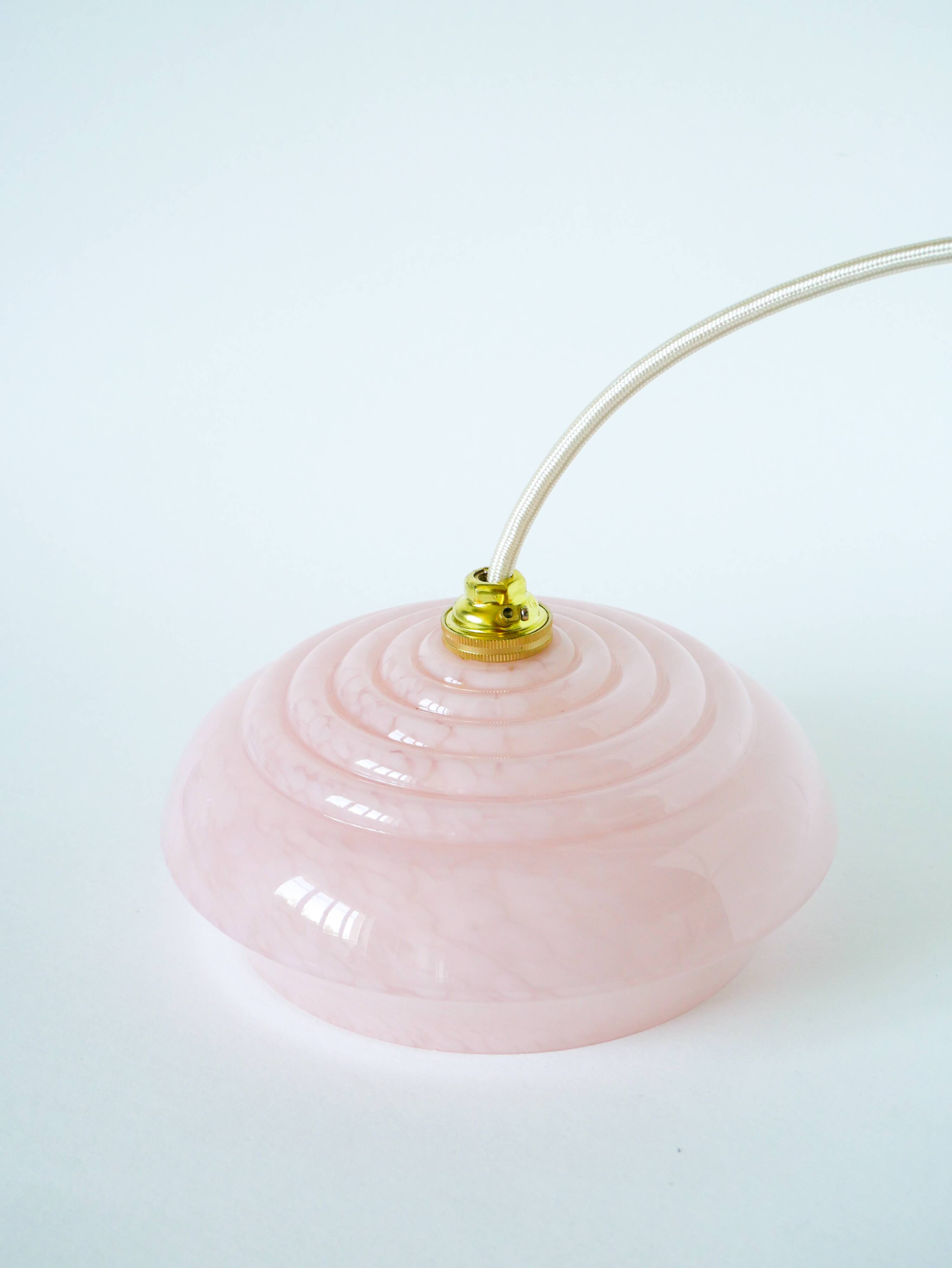 Clichy glass pendant, Candy Pink, Art Deco, 1930