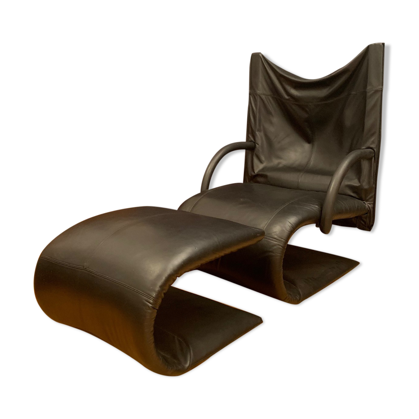 Zen armchair with footstool designed by claude brisson, ligne roset, france, 1980s