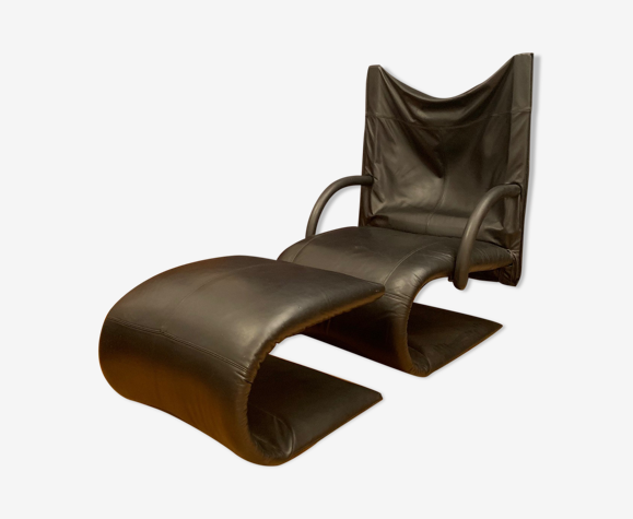 Zen armchair with footstool designed by claude brisson, ligne roset, france, 1980s