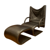 Zen armchair with footstool designed by claude brisson, ligne roset, france, 1980s