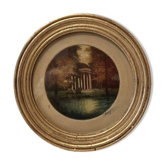 Miniature Medallion Pastel Art Temple of Love Petit Trianon Versailles