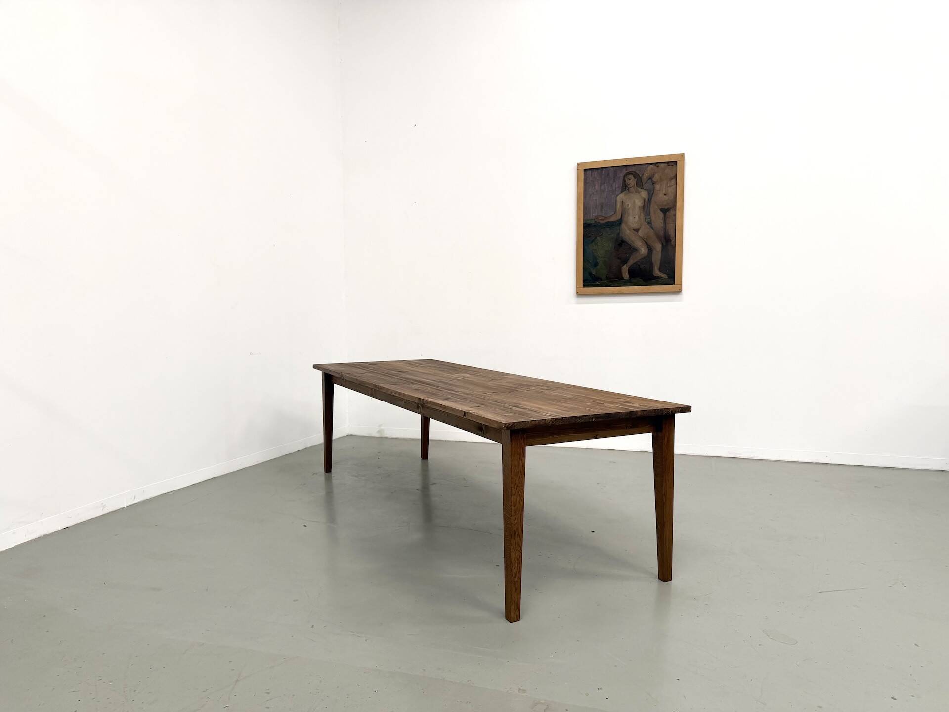 Farm table with tapered legs, L 260 cm