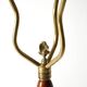 Three-arm teak and brass floor lamp, Scandinavia, 1940s–50s