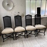 Set of 4 black lacquer chairs
