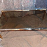 bamboo imitation coffee table and 60s glass tray