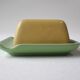 Small vintage ceramic butter dish - green and yellow