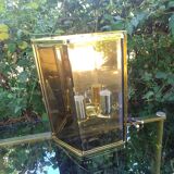 Smoked glass/brass wall lamp from holtkotter vintage 70s new
