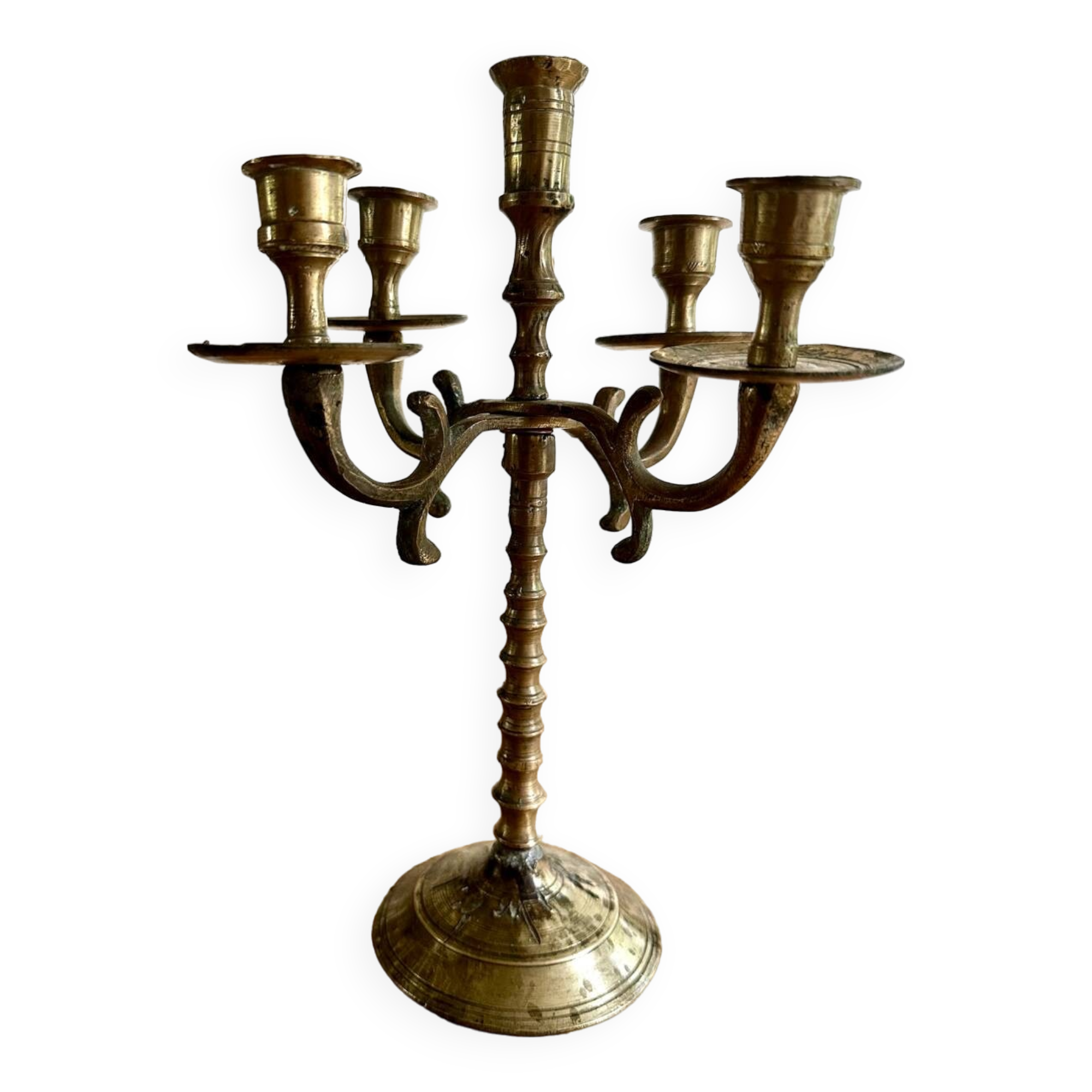 Five-branched brass candlestick