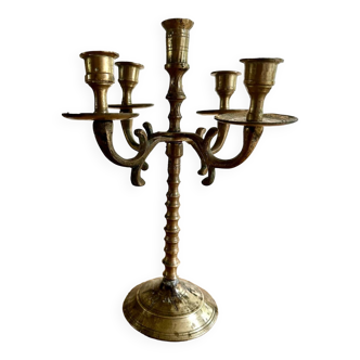 Five-branched brass candlestick