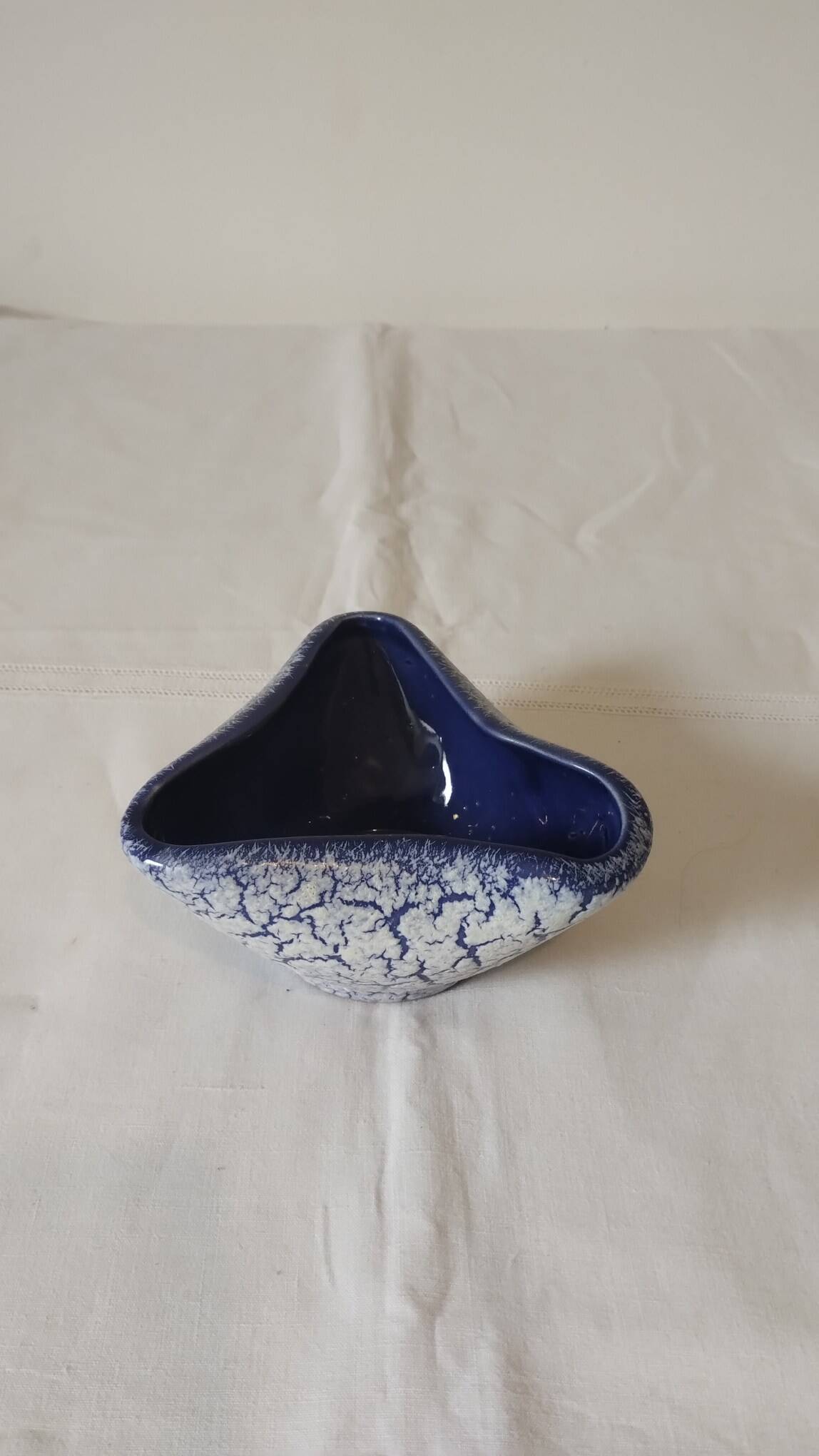 Blue crackled ceramic trinket tray