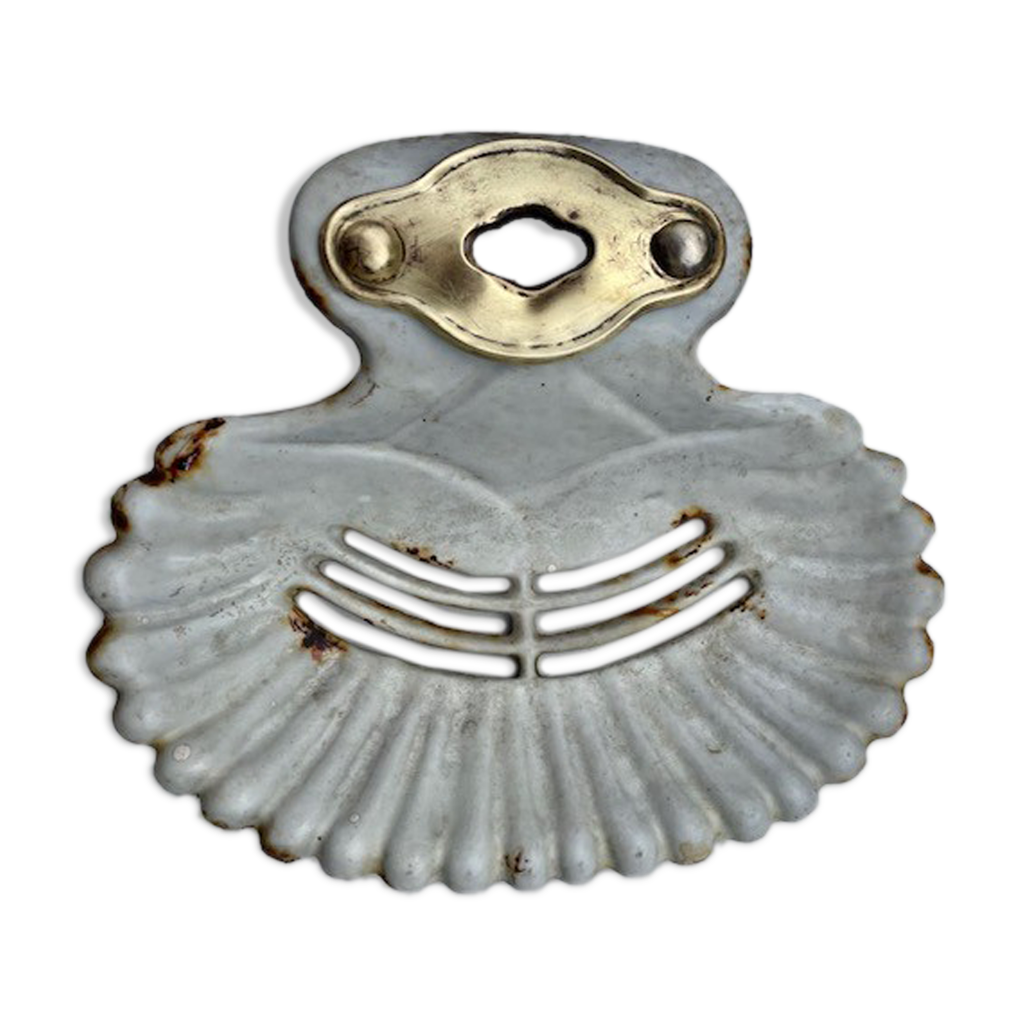Ancien Porte-savon En Métal émaillé Blanc – Style Rétro Industriel Avec Patine