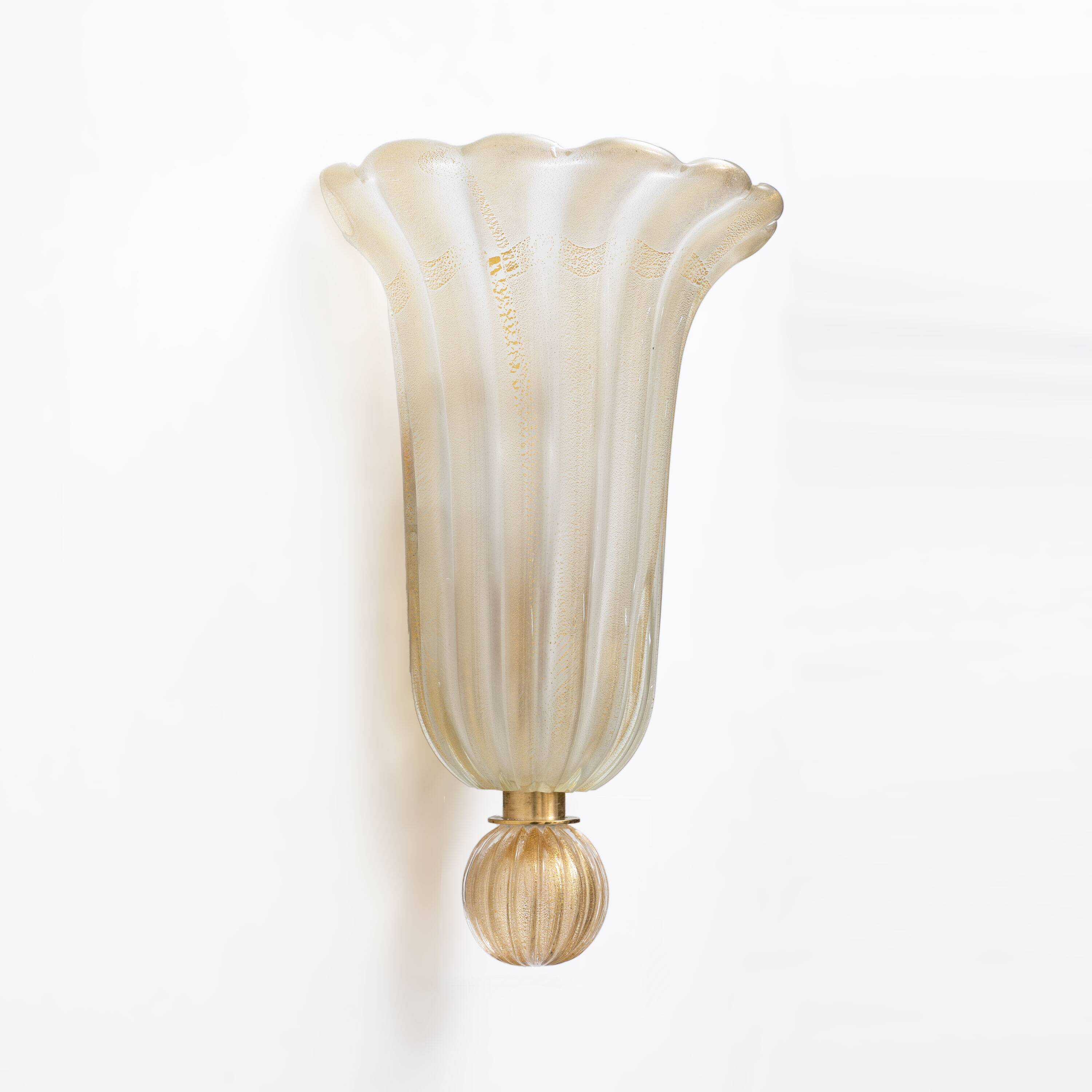 Pair of Murano Glass Wall Sconces with Gold Dust Inclusions