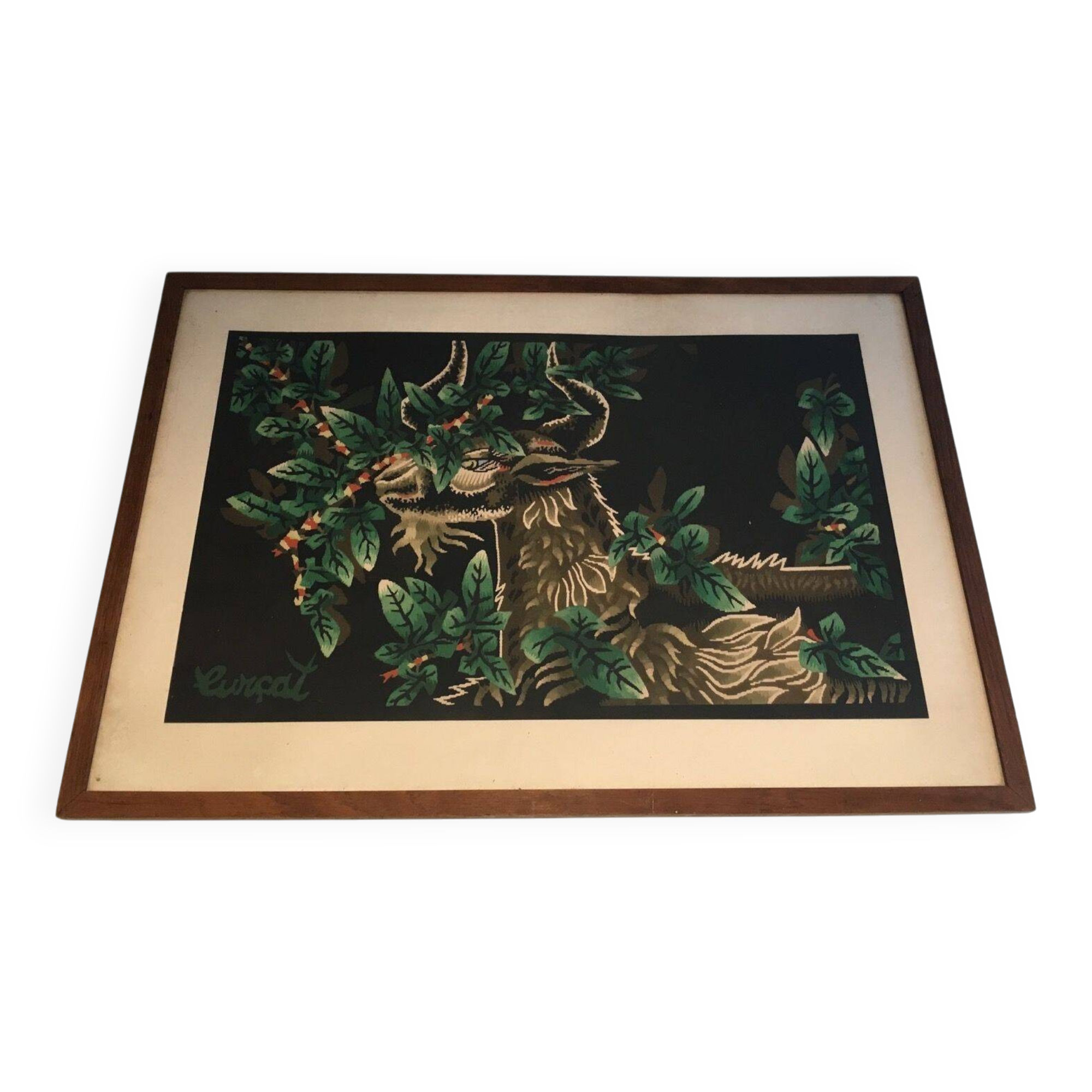 Print depicting a ram. French work signed by Jean Lurçat. Around 1970.